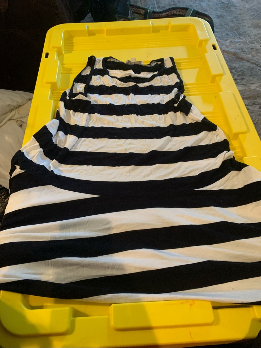 LOFT Black and White Striped A-Line Skirt
